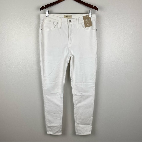 Madewell 9" Mid-Rise Skinny Crop Jeans in Pure White Size 31 NWT - Picture 4 of 11